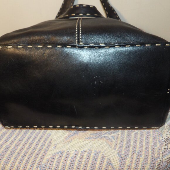 Vintage 90s Fossil Black Leather Hobo Bag #75032 - Picture 3 of 8